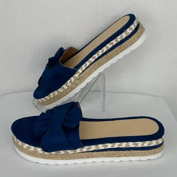 Blue Espadrille Slide Sandals NWOT Size 41 US Size 9 - Picture 3 of 8